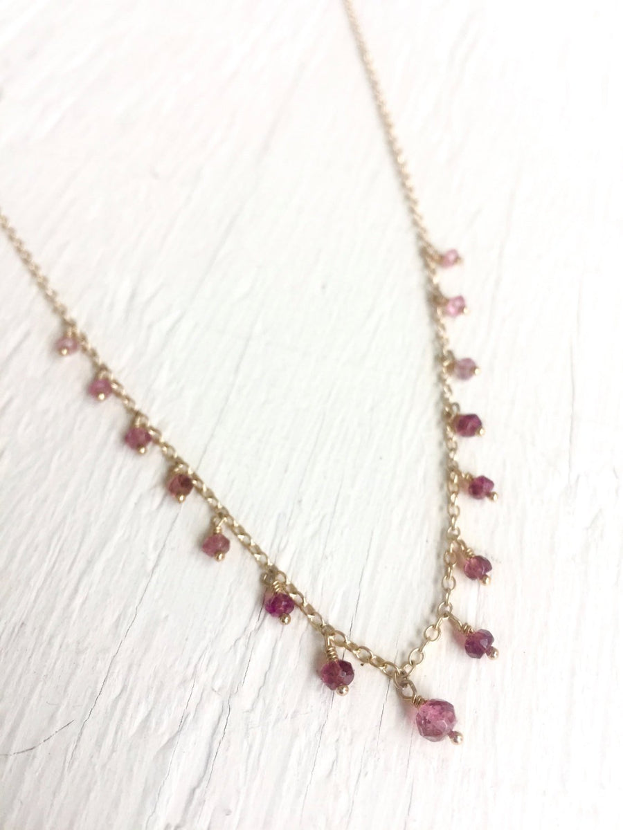 Delicate Minimalist Tourmaline Necklace for Emotional Healing, Peace of Mind and Stress Relief