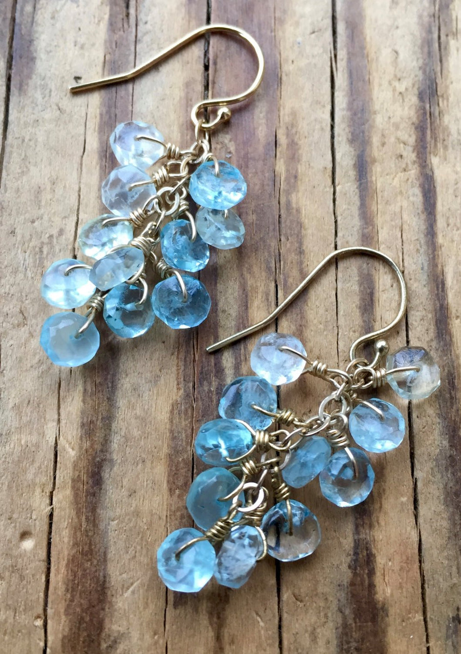 Aquamarine Cluster Earrings to support the Throat Chakra