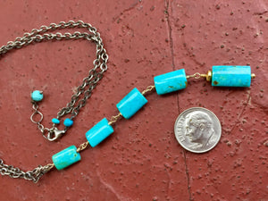 Turquoise Necklace Turquoise Jewelry Lariat Necklace December Birthstone Mixed Metal Southwest Jewelry Sundance Style Necklace