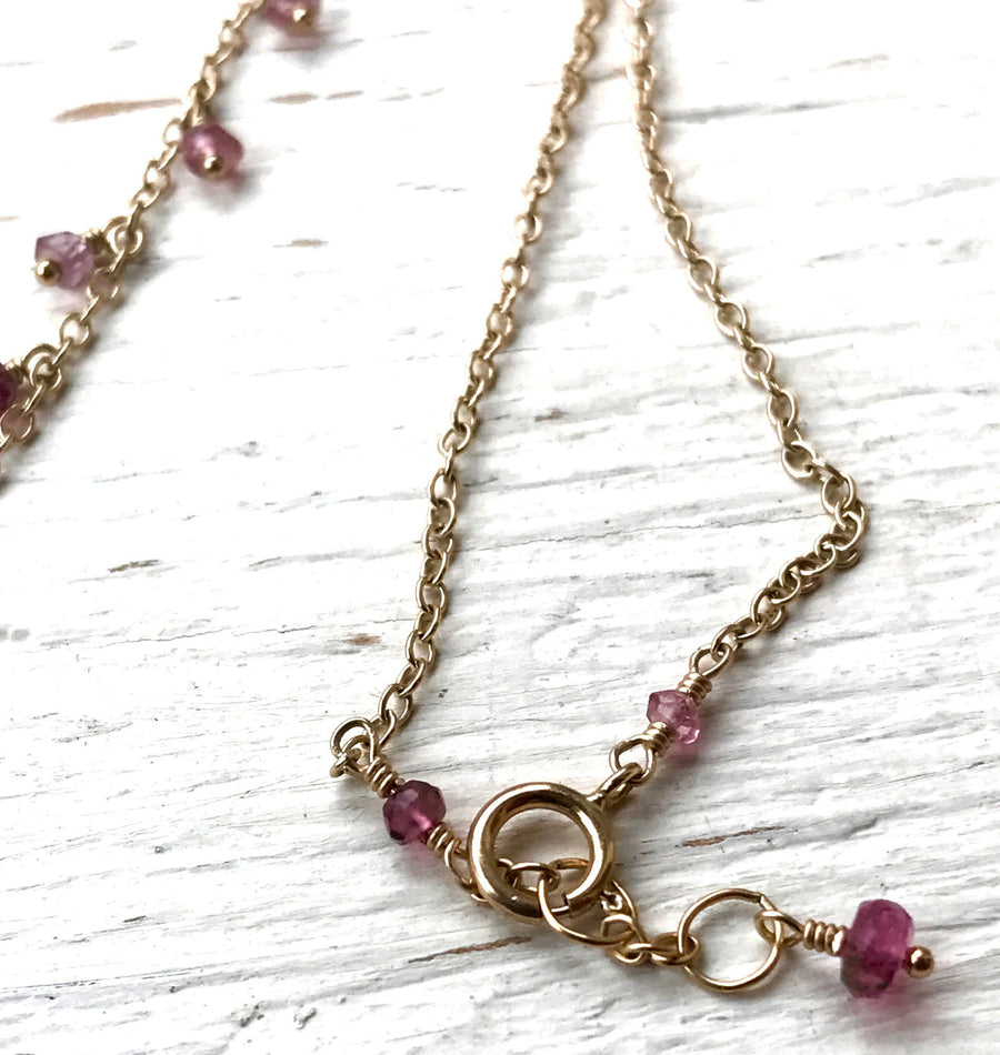 Delicate Minimalist Tourmaline Necklace for Emotional Healing, Peace of Mind and Stress Relief