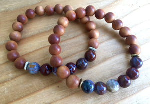 Boho Sandalwood Stretch Bracelet Yoga Jewelry Gift For Energy and Healing
