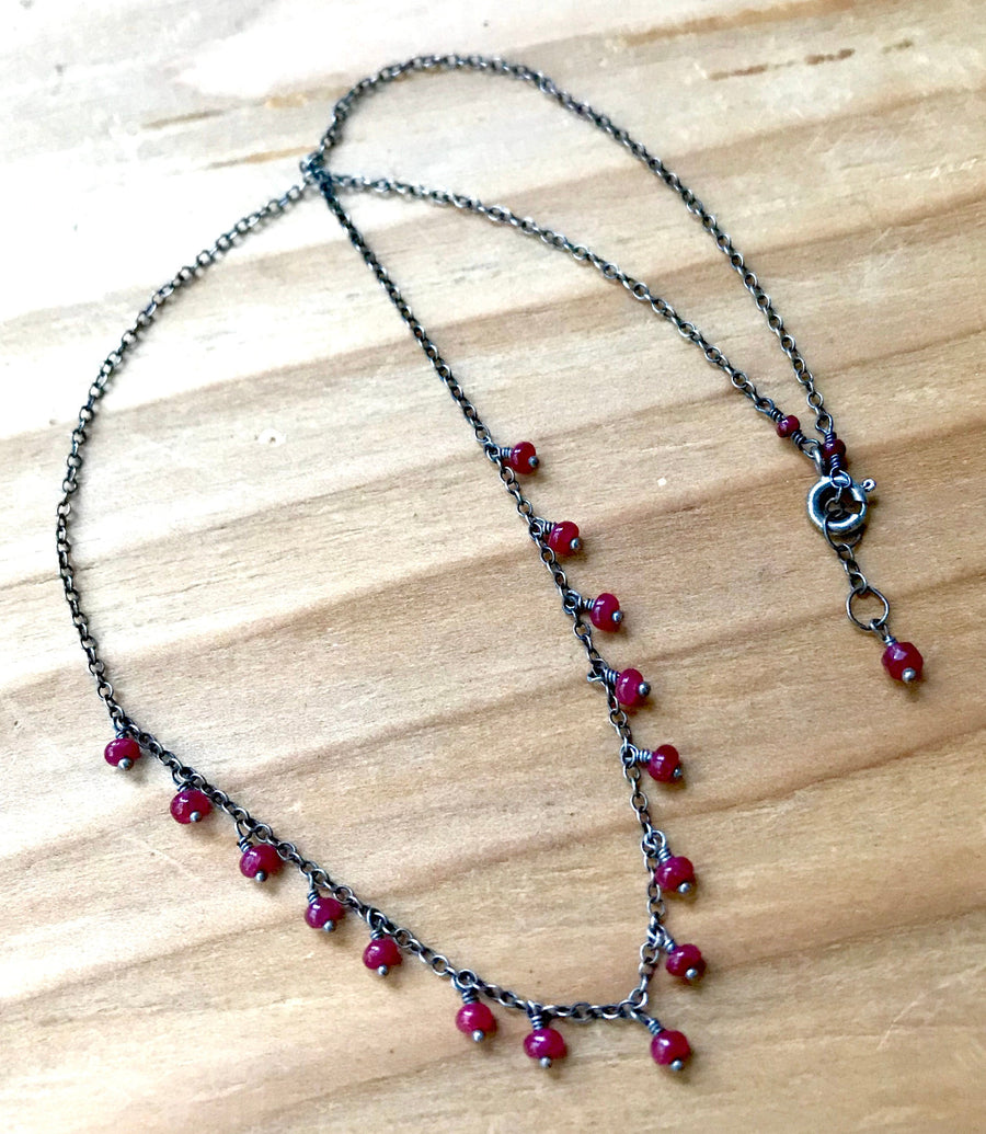 Genuine Ruby Delicate Minimalist Necklace for Emotional Healing, Courage and Romance