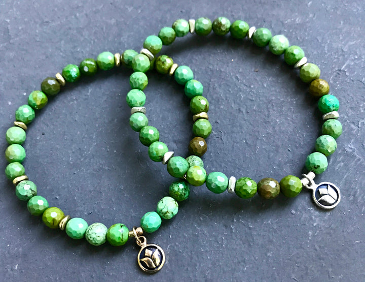 Simply sweet Green Turquoise Mala Bracelet for Protection and Creativity, December Birthstone