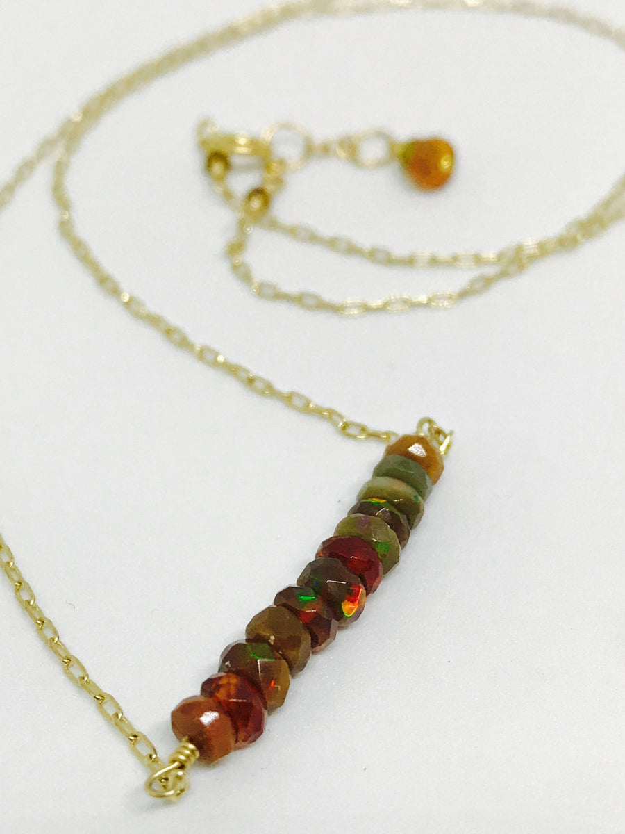 OPAL BAR NECKLACE Boulder Opal  Welo Opal Wedding Jewelry Genuine Opals October Birthstone Gift for Her - Minimalist Necklace