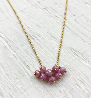 PINK STALACTITE NECKLACE Pink Gemstone Cluster Necklace Wedding Jewelry Bridal Gift Minimalist Gift for Her Healing Gemstone