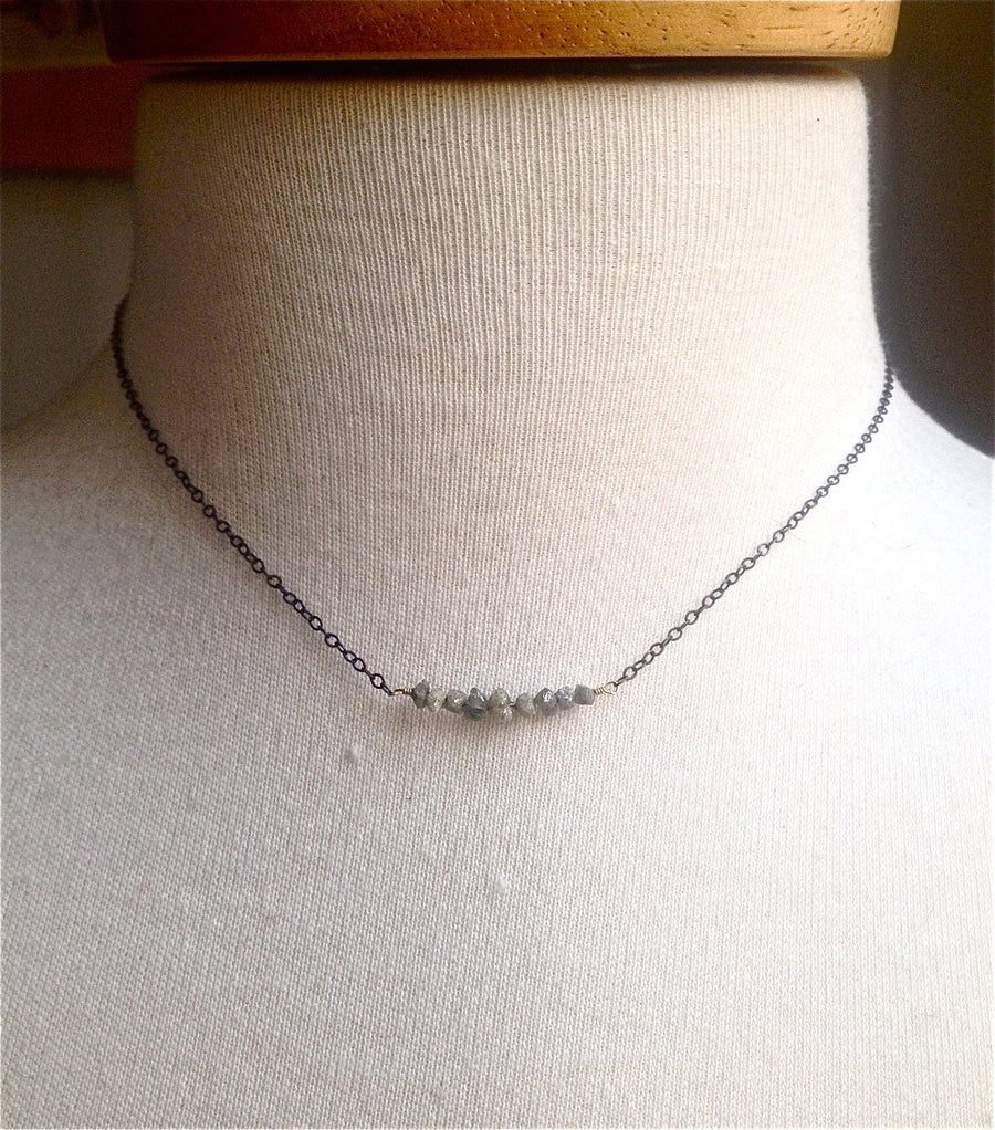 RAW DIAMOND NECKLACE ,  Rough Diamond Jewelry , Bar Necklace April Birthstone Gift For Her Girlfriend Gift