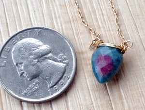 Ruby Zoisite Arrowhead Gemstone Pendant Necklace Layering Jewelry