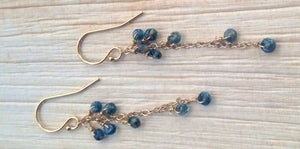Blue Sapphire Dangle Earrings September Birthstone for Healing Peace of Mind and Psychic Awareness