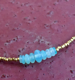 Boho Delicate Blue Opal Beaded Bracelet for Happiness and Contentment