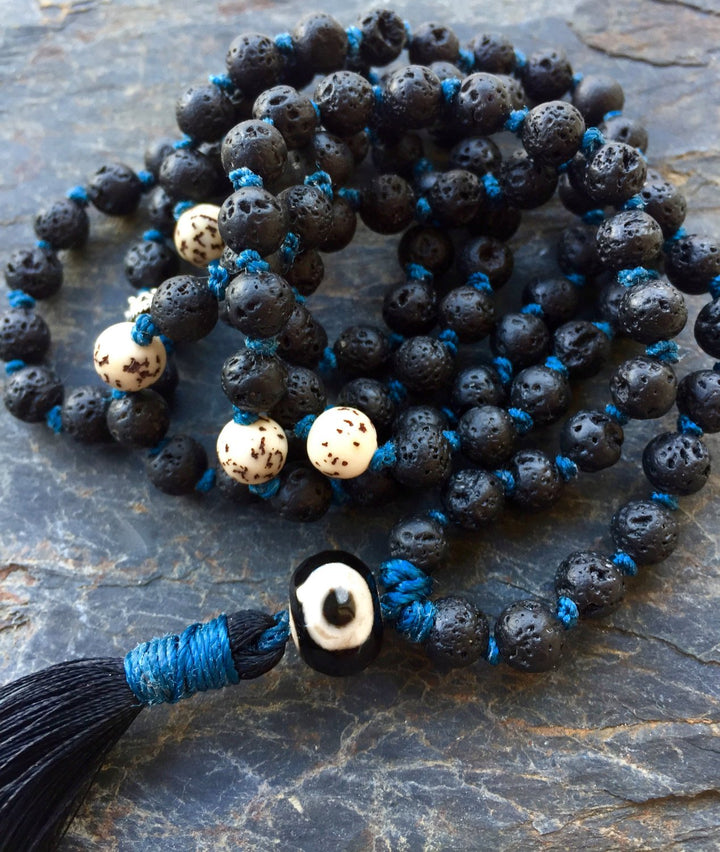 Essential Oil Diffuser Black Lava Mala Necklace for Grounding and Change